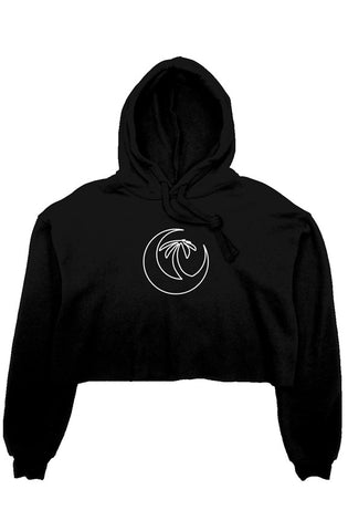 OUTLINE BLACK crop fleece hoodie